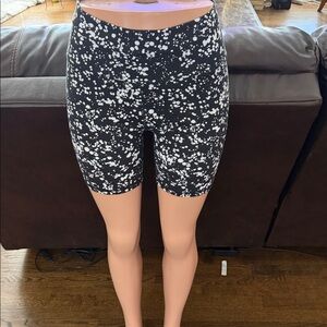 Fabletics Black & White Speckle High-Rise Bike Shorts